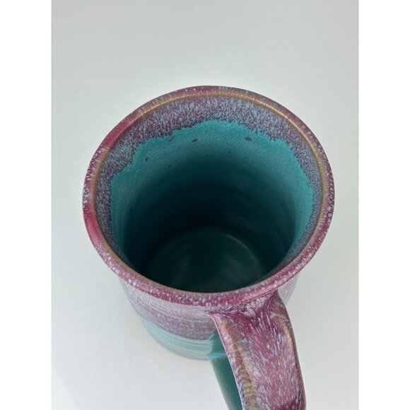 Art Pottery Mug Planter Vase Always Azul Villa Grove Purple Teal Tankard 6.5" - Picture 6 of 16